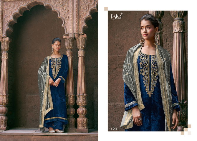 Naqush By Esta Silk Velvet Designer Wedding Salwar Suits Wholesale Shop In Surat